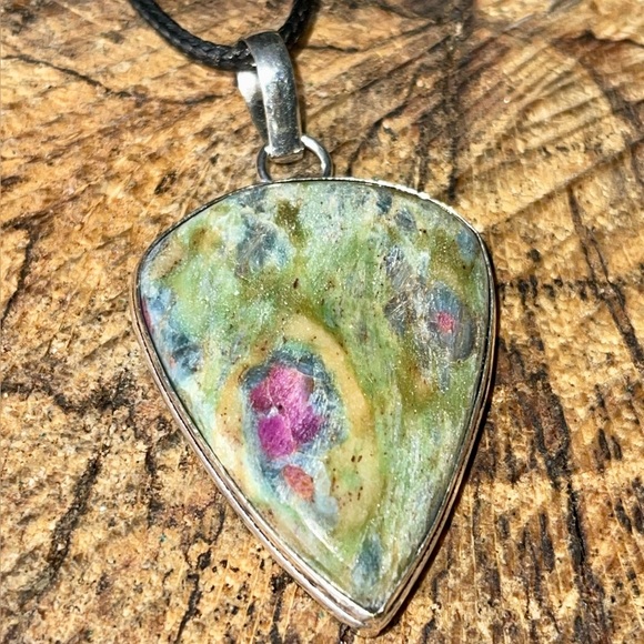 Teardrop Ruby Fuchsite Pendant 2” - Picture 5 of 10